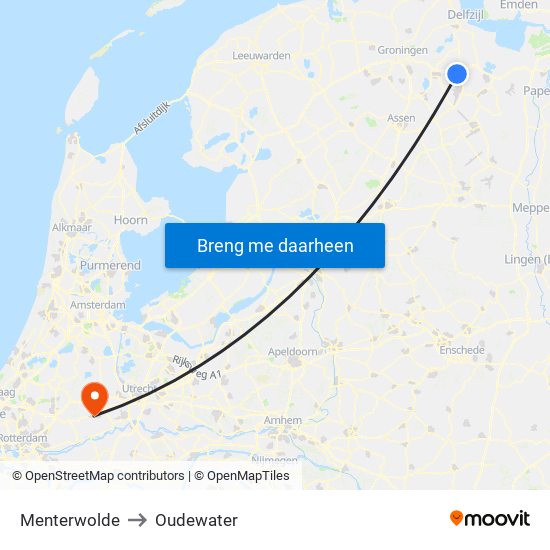 Menterwolde to Oudewater map