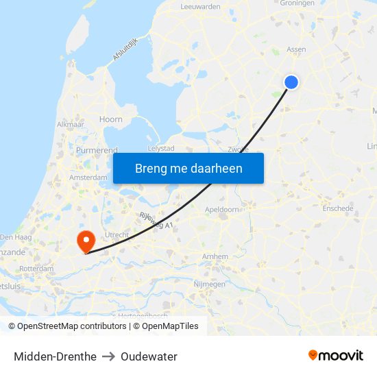 Midden-Drenthe to Oudewater map