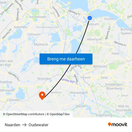 Naarden to Oudewater map
