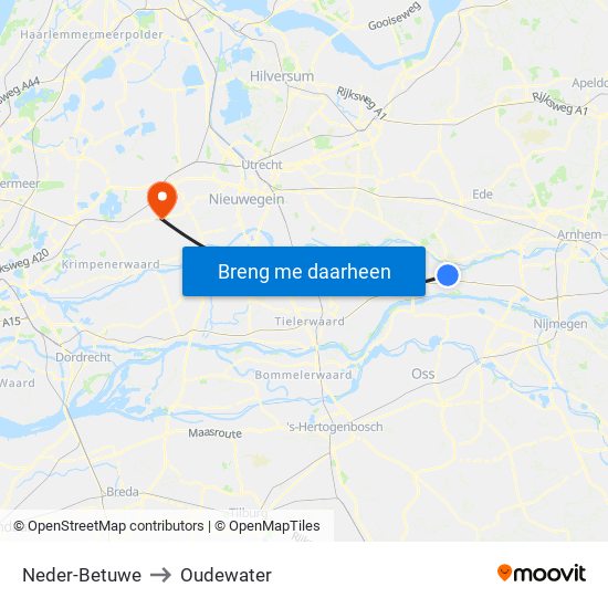 Neder-Betuwe to Oudewater map