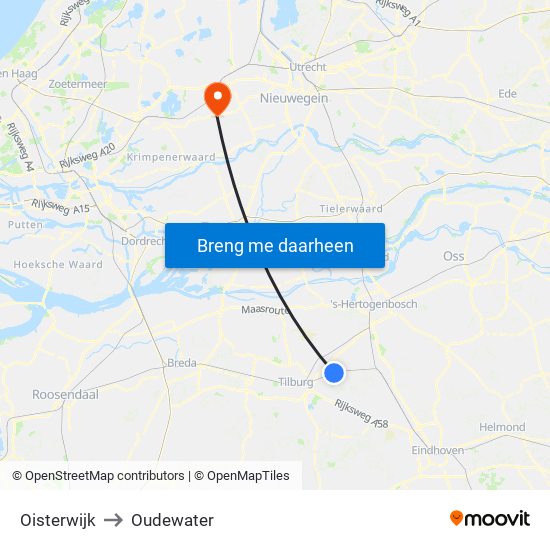Oisterwijk to Oudewater map