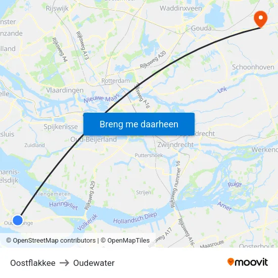 Oostflakkee to Oudewater map