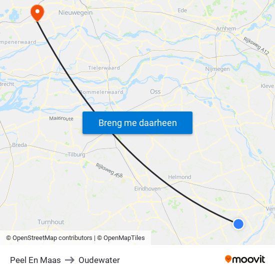 Peel En Maas to Oudewater map