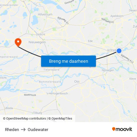 Rheden to Oudewater map
