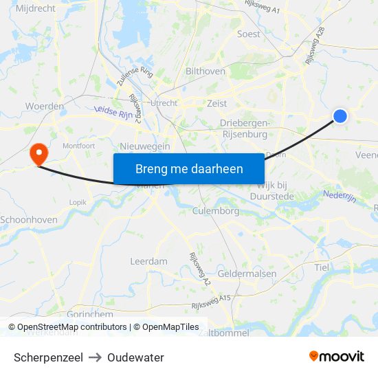 Scherpenzeel to Oudewater map