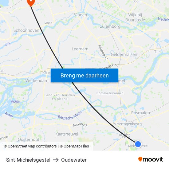 Sint-Michielsgestel to Oudewater map