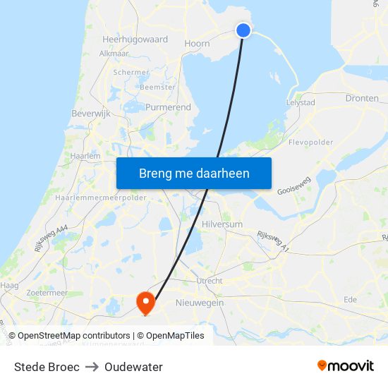 Stede Broec to Oudewater map