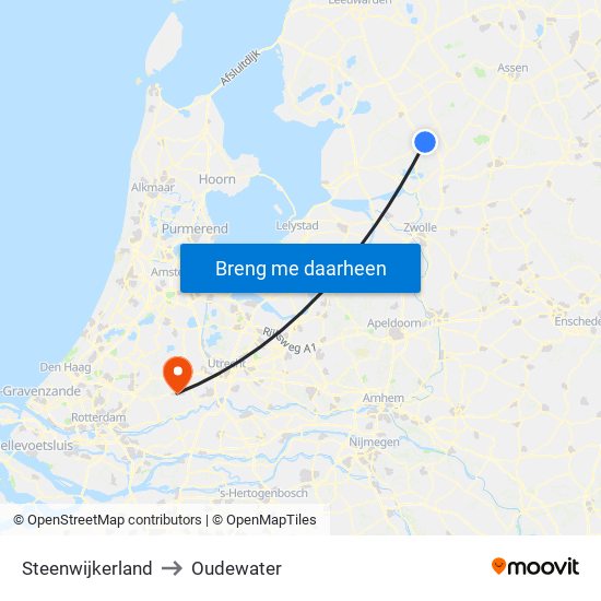 Steenwijkerland to Oudewater map