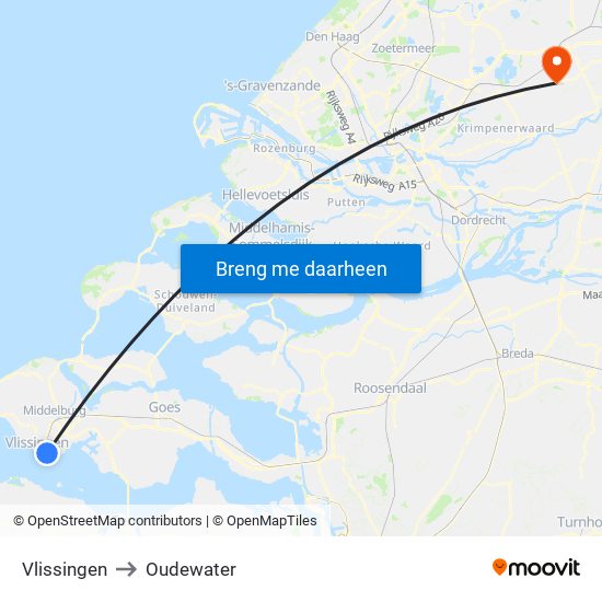 Vlissingen to Oudewater map