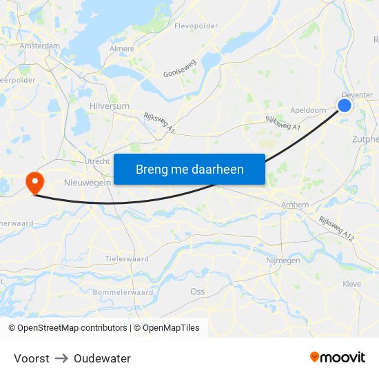 Voorst to Oudewater map