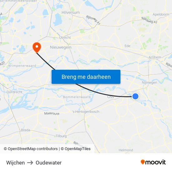 Wijchen to Oudewater map