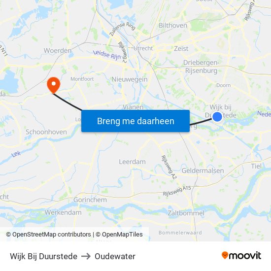 Wijk Bij Duurstede to Oudewater map