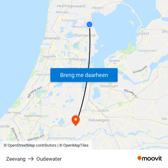 Zeevang to Oudewater map