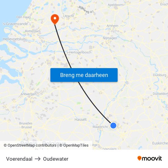 Voerendaal to Oudewater map