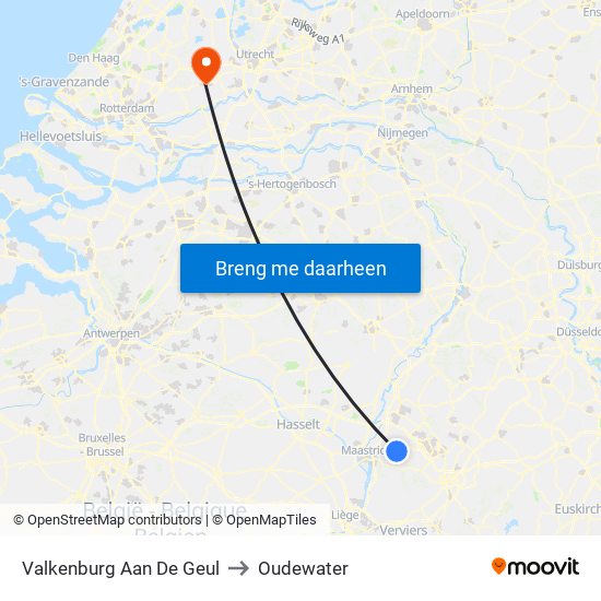 Valkenburg Aan De Geul to Oudewater map