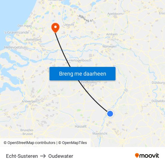 Echt-Susteren to Oudewater map