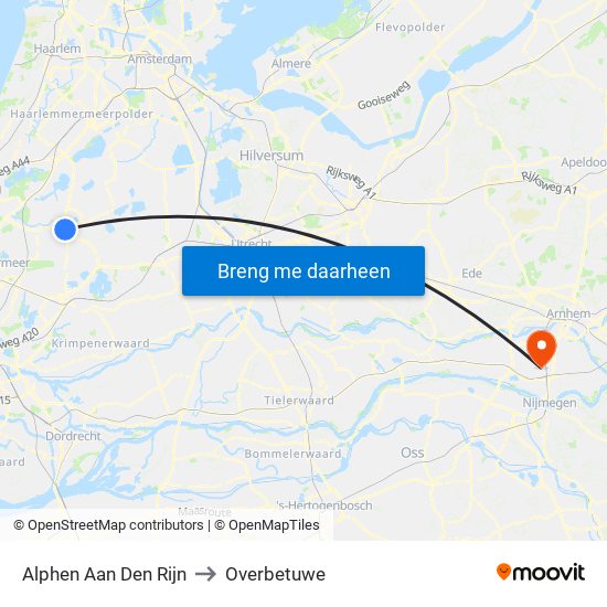 Alphen Aan Den Rijn to Overbetuwe map