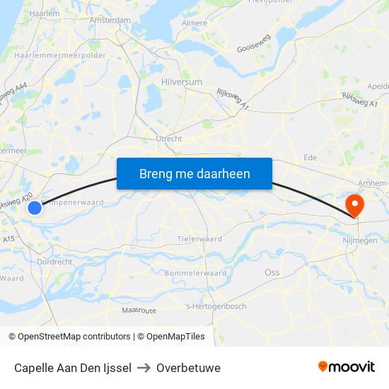 Capelle Aan Den Ijssel to Overbetuwe map