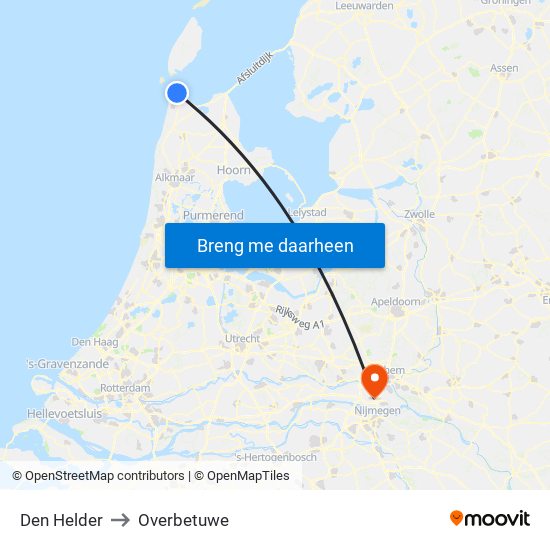 Den Helder to Overbetuwe map