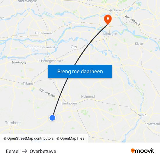 Eersel to Overbetuwe map