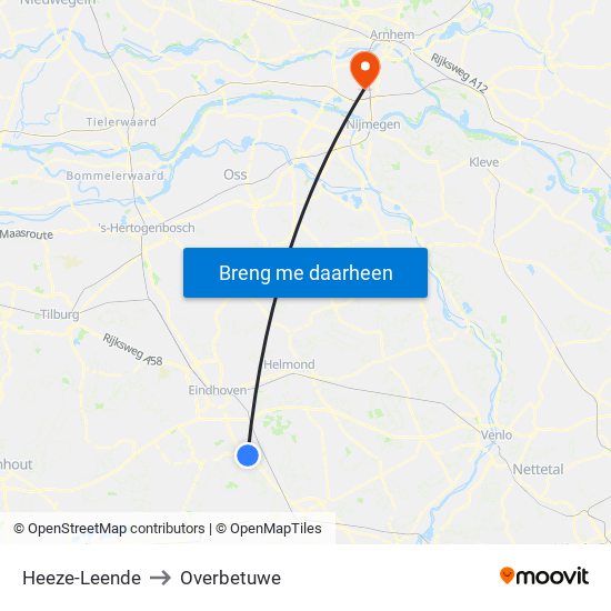 Heeze-Leende to Overbetuwe map