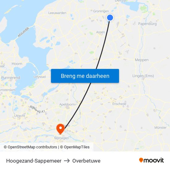 Hoogezand-Sappemeer to Overbetuwe map