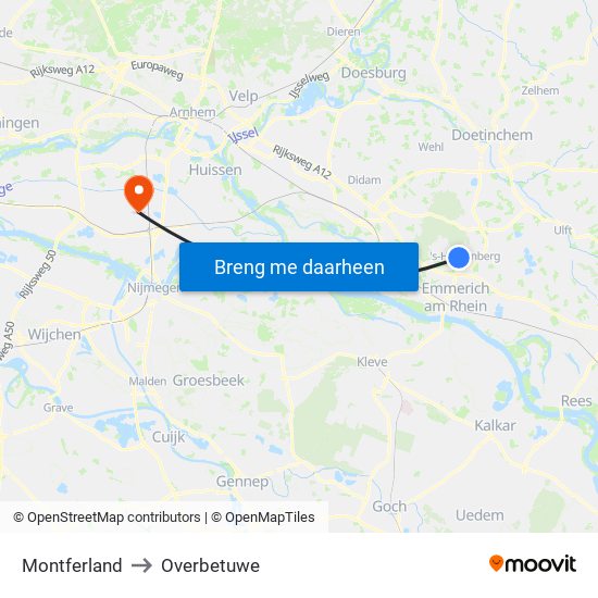 Montferland to Overbetuwe map