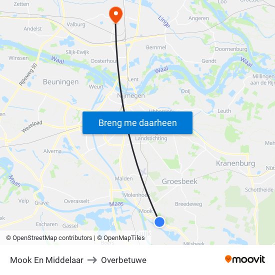 Mook En Middelaar to Overbetuwe map