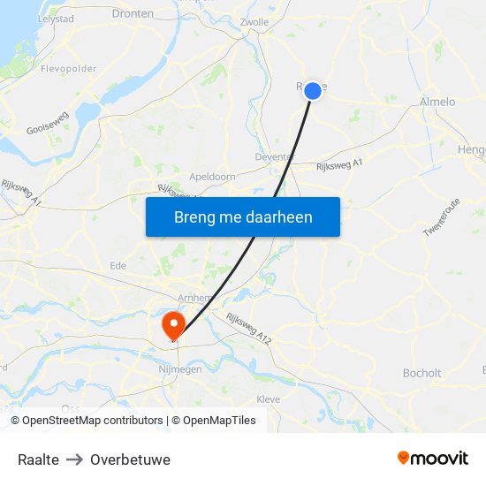 Raalte to Overbetuwe map