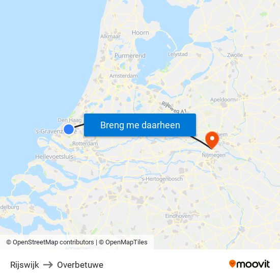 Rijswijk to Overbetuwe map