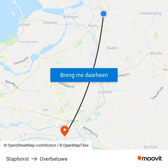 Staphorst to Overbetuwe map
