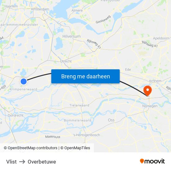 Vlist to Overbetuwe map