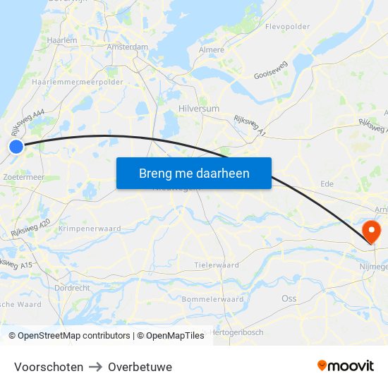 Voorschoten to Overbetuwe map