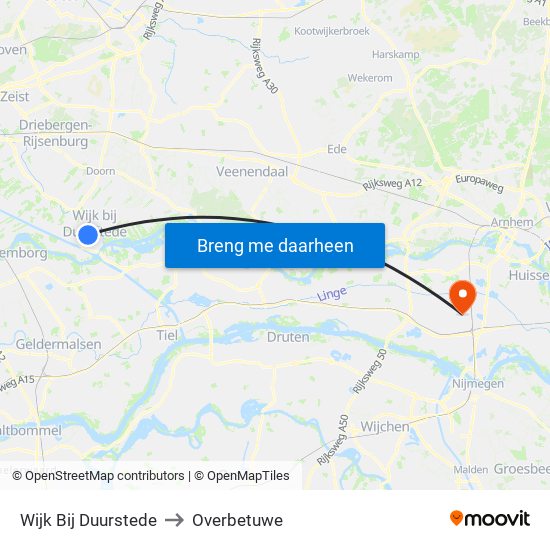 Wijk Bij Duurstede to Overbetuwe map