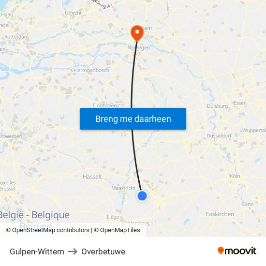 Gulpen-Wittem to Overbetuwe map