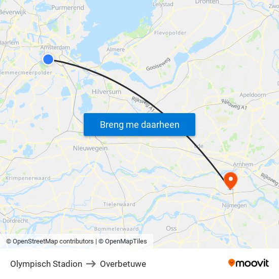 Olympisch Stadion to Overbetuwe map