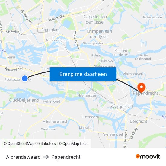Albrandswaard to Papendrecht map