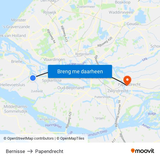 Bernisse to Papendrecht map