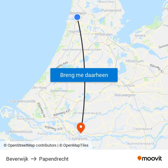 Beverwijk to Papendrecht map