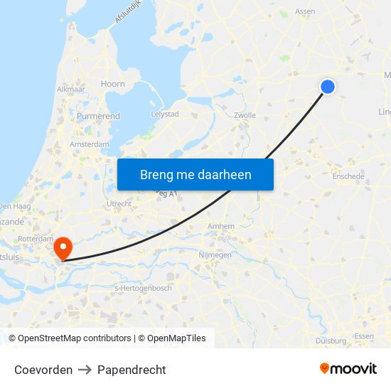 Coevorden to Papendrecht map