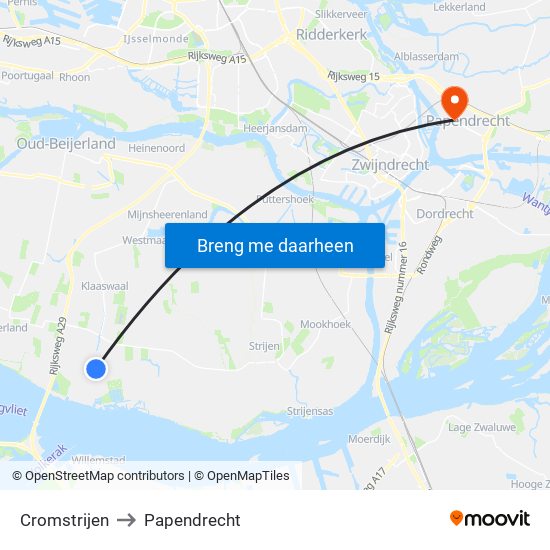 Cromstrijen to Papendrecht map