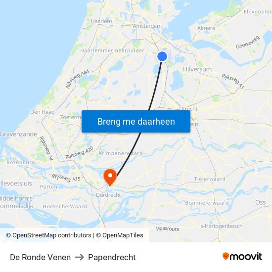 De Ronde Venen to Papendrecht map