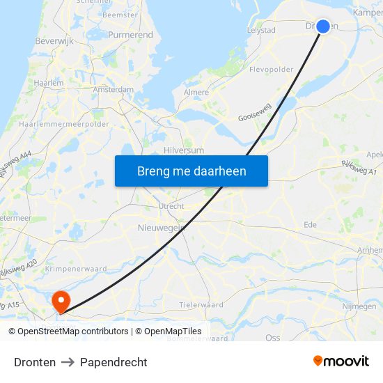 Dronten to Papendrecht map