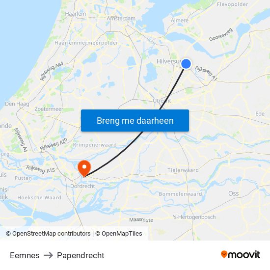 Eemnes to Papendrecht map