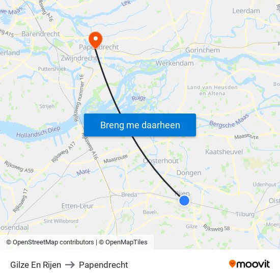 Gilze En Rijen to Papendrecht map