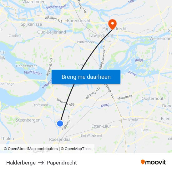 Halderberge to Papendrecht map