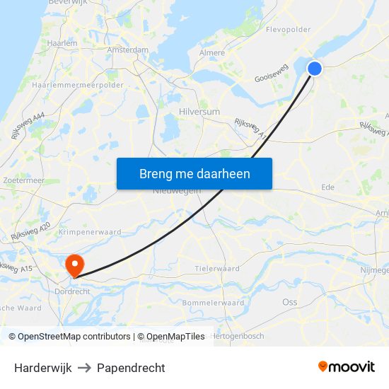 Harderwijk to Papendrecht map
