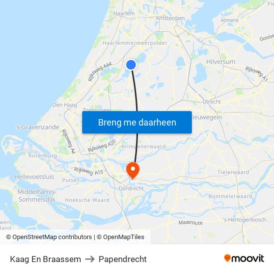 Kaag En Braassem to Papendrecht map