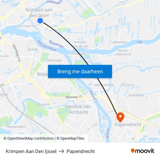 Krimpen Aan Den Ijssel to Papendrecht map