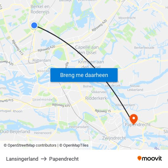 Lansingerland to Papendrecht map
